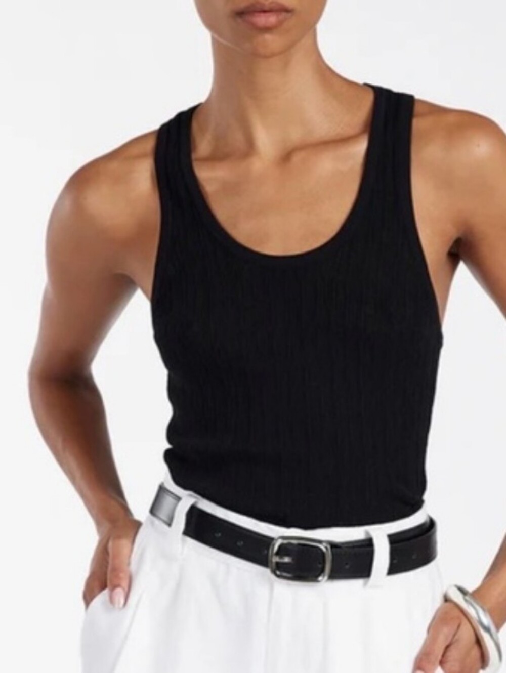 Dissh Alma Tank Top Black Textured Stretch Knit Size Small